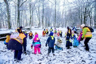Student learning new skills in Forest School.