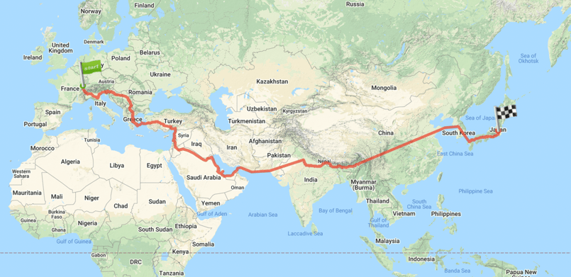 Map with the distance exercised at ISL
